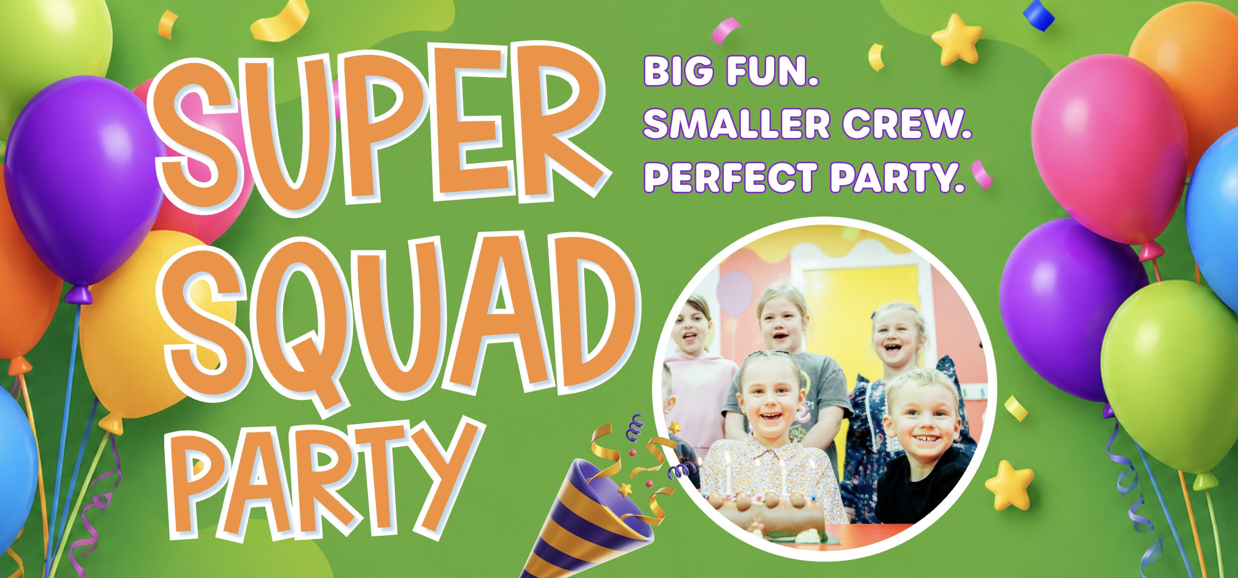 Super Squad party advertisement for Play Valley South Yorkshire